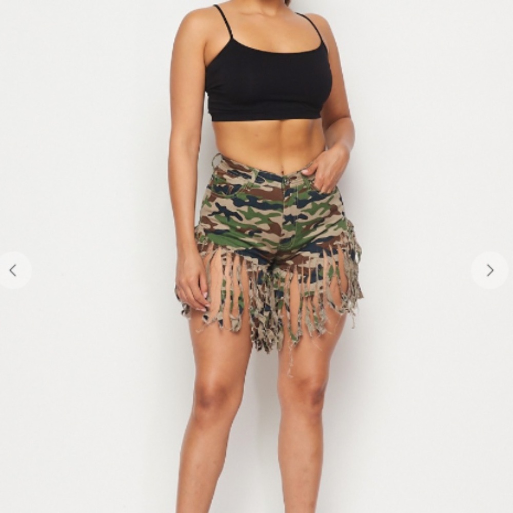 Camo Fringe Shorts - Picture 4 of 4